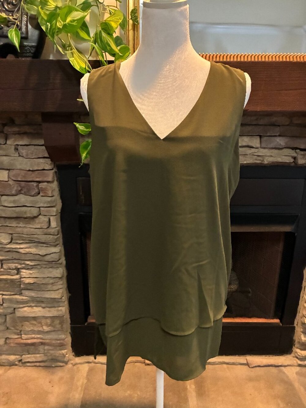 Michael Kors Dark Green Tank Blouse